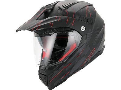 Helma VITO CROSSHELM MET VIZIER MOLINO MAT ZWART/ROOD L